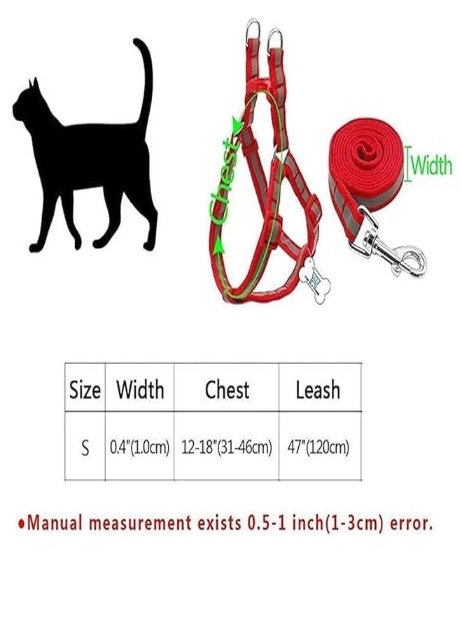Pups&Pets 15MM Soft Nylon Paw Print Reflected Strip Harness & Leash Set for Small Dog, Cats and Kittens Outdoor Walking/Training (Color May Vary) - Image 3